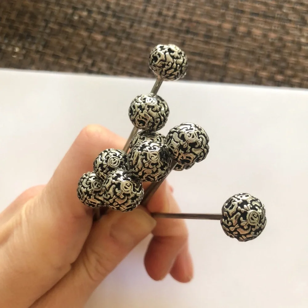Cocktail martini metal picks with crown like tops set of 10